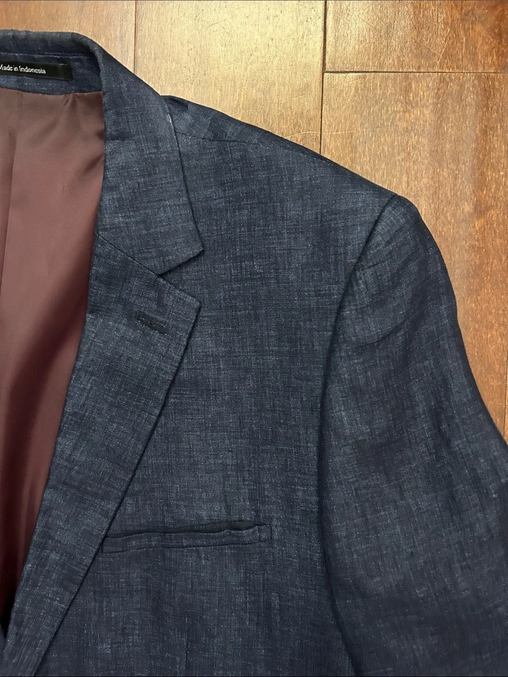Pronto Uomo Blue Dark Blue 100% Linen Blazer, Two-Button Blazer, Size 42R